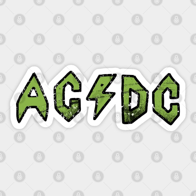 Butt-Head AC/DC Distressed -  Green Sticker by Botak Solid Art